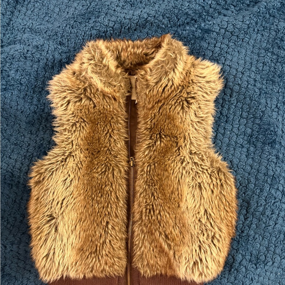 Copper Key Brown Faux Fur Vest Plush Sleeveless